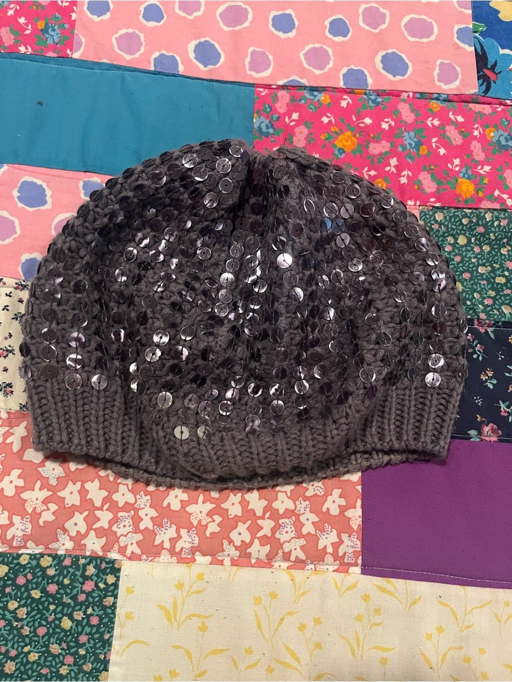 Sequin knitted hat